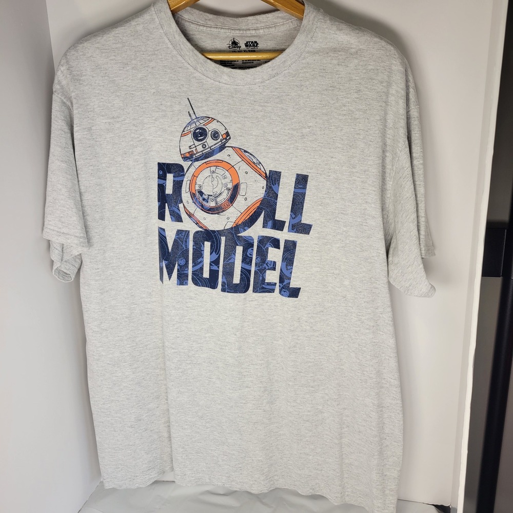 Disney Star Wars BB-8 Roll Model Graphic T-Shirt Gray Mens XL